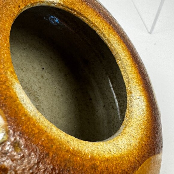 Glazed Studio Art Pottery Round Shallow Bowl Lided Tea Caddy Jar Stoneware Signe - Picture 8 of 15